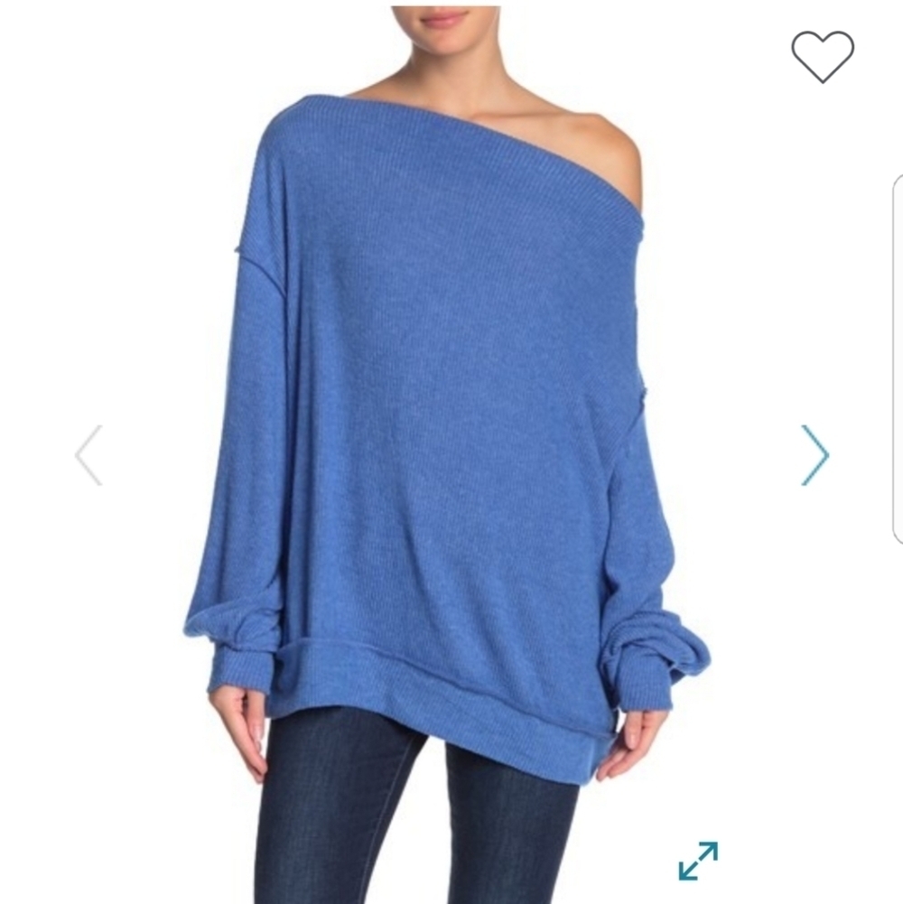 FREE PEOPLE // super soft comfy-chic off shoulder knit top sweater - Picture 3 of 6